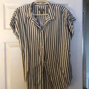 Woman’s shirt olive and white stripe in size small